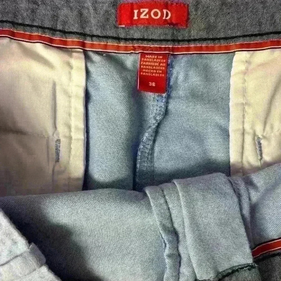 Men's IZOD Shorts Washed Chino Chambray Light Blue 36” Waist 10” Inseam - Picture 7 of 8